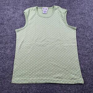 Blair Green White Polka Dot Sleeveless Tank Top Cotton Blend